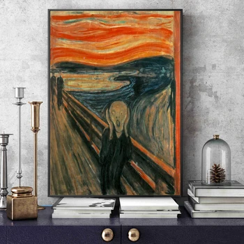 Garsaus Edvard Munch Rėkti Kopijos Drobės Paveikslai Abstraktūs Plakatai ir Spausdinimo Sienos Nuotrauka už Kambarį Namų Dekoro