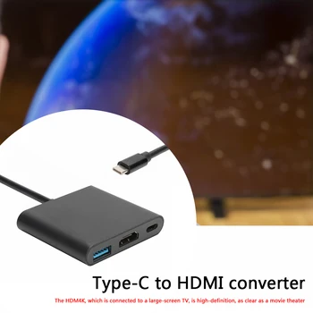 3 1. USB3.1 Konverteris USB-C USB3.0+4K HDMI+PD USB-C Adapteris, skirtas jungikliui Parama Garso ir Vaizdo Išvestis
