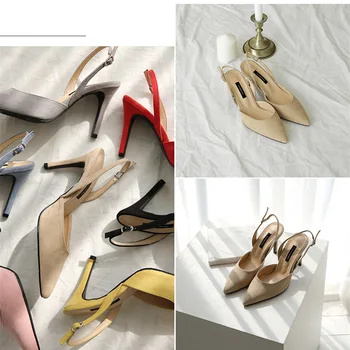 SIURBLIAI, 6CM/8CM/10CM naujas Vasaros sandalai stiletto nurodė suede sagtis su tuščiavidurio aukštakulniai moteriški andals zapatos de mujer