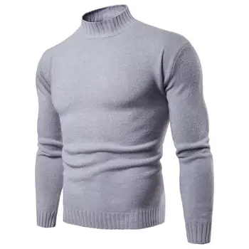 Mados 2019 m. Rudens-žiemos vyrų golfo vyrų aukštas atlošas Slim dugno marškinėliai Kieto spalvų megztiniai megztinis erkek mont YM007