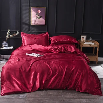 Raudona ,šilko antklodžių padengti 220x240 Užvalkalas 3pcs,200x200 antklodė padengti, lova padengti 150x200,karalienės ir karaliaus dydžio patalynės komplekto,lova lapas