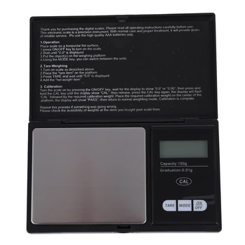 100g * 0.01 g Mini LCD Skaitmeninis Nešiojamas Kišenėje, Juvelyriniai Papuošalai, Aukso, Deimantų G Svėrimo Skalės Juoda