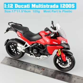 Masito 1/12 svarstyklės DUCATI Multistrada 1200S MTS1200 Nuotykių kelionė Rider Enduro diecast modelio Transporto priemonė, motociklas, motociklai, dviračiai, žaislai