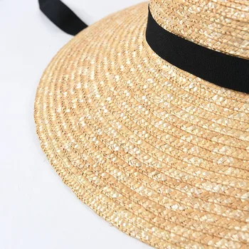 USPOP 2020 Naujasis prancūzijos stilius derliaus seklių karūna šiaudines skrybėles moterų šiaudų saulės skrybėlės su ilgu kaspinu natūralių kviečių šiaudų paplūdimio skrybėlę