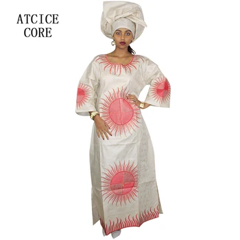 Medvilnės medžiagos afrikos heidi bazin siuvinėjimo dizainą, ilga suknelė po vieną du vnt
