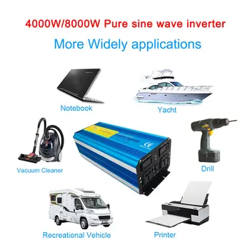 RV Inverter4000w/8000W Pure Sine Wave Power DC 12V/24V-AC 220V Su Dviguba LED Ekranas 3.1 USB Oro Kondicionierius/Šaldytuvas