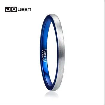 2mm Moterų Volframo Žiedas Šepečiu Vidinis Mėlyna Karbido Vestuvinis Žiedas Sidabro Spalvos, Paprastas Žiedas, Skirtas Šalies Kasdien Papuošalai