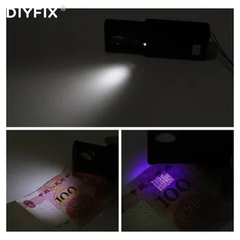 30X 60X didinamasis stiklas LED UV Papuošalai Vertinimo Svarstymą Didinamojo Stiklo Didelio Didinimo Akrilo Optinis Objektyvas Loupe Rankiniai Įrankiai