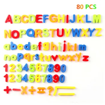 80PCS/Set s Spalvinga Abėcėlės, Skaičių Matematikos Simbolius Montessori Medžiagų Švietimo Žaislai Magnetai Šaldytuvas Šaldytuvas