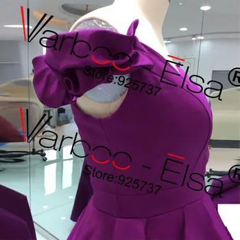 VARBOO_ELSA 2018 elegantiškas vakarines sukneles gilia V kaklo atgal prom oficialų šalis suknelė violetinė vestidos de festa satino stiliaus suknelė