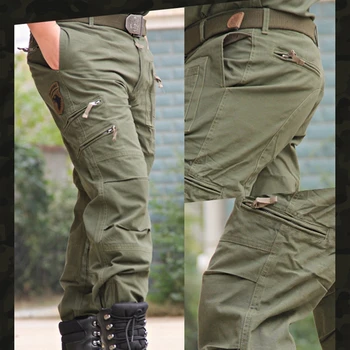 Tactical Kelnes Armijos Vyrų Camo Jogger Plius Dydis Medvilnės Kelnės Daugelis Kišenės Zip Karinis Stilius Kamufliažas Black vyriški Krovinių Kelnės