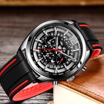 Montre Homme LIGE Vyrai Laikrodžiai Karinės Sporto laikrodis Vyrams, Silikono ažūrinės figūrinių Žiūrėti Top Brand Prabanga Kvarcinis Laikrodis Relogio Masculino
