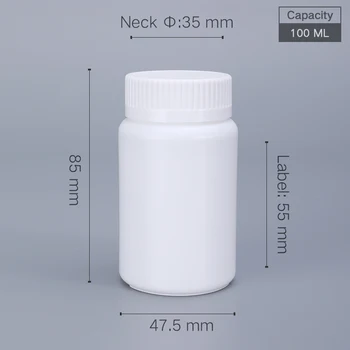 100 ml plastiko farmacijos medicinos kapsulė buteliuką tablečių buteliukas užsukamu talpyklos maisto kokybės HDPE