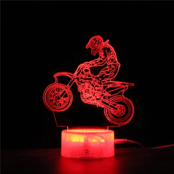 X-sporto Motociklo Rider 3D Naktį šviesos diodų (LED) 7 Spalvų Keitimas ir Nuotolinio Akrilo regos žibintai ir dekoro Naktys lempos dovanos Motociklas