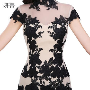 Elegantiškas Juodos Spalvos Trumpomis Rankovėmis Undinė Vakarinę Suknelę 2018 Aplikacijos Šifono Prom Dresses Užsakymą Pagaminti Konkretų Vaizdą Vien Suknelė