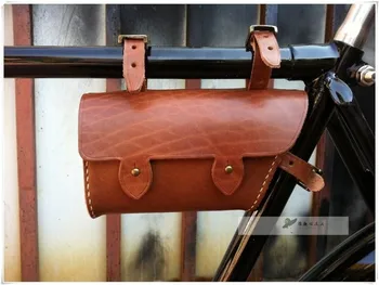 Derliaus senas dviračių Senovinių Dviračių Maišelį pluošto paketo grynas rankomis siuvami odiniai įrankių krepšys telefono pakuotė