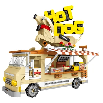 511pcs Miesto Kempingas Kepta Hot Dog Automobilio Modelio Blokai Draugais Transporto priemonės Duomenys Plytų Švietimo Žaislai Mergaitėms