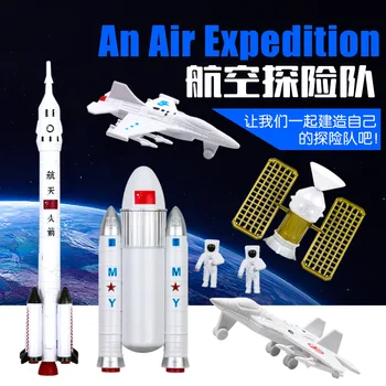 Kosmoso nuotykių raketų žaislas space shuttle kosmosą palydovą, nustatyti modeliavimo pradžioje, švietimo dėlionė aviacijos modelis vaikams, žaislai