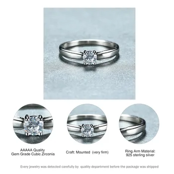 4,5 mm Apvalus Lab Diamond Sužadėtuvių Žiedai Moterims 925 Sterlingas Sidabro Baltas Cirkonis Vestuvių Žiedas Paprasta Mados Vestuvių Papuošalai