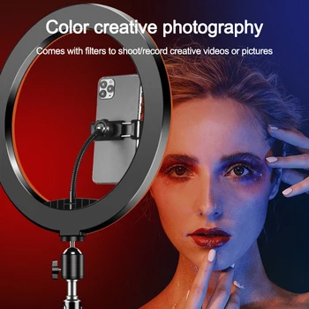 RGB LED Šviesos Žiedas Telefono Turėtojas Fotografijos Užpildyti Šviesos 1.6 M Trikojo Pritemdomi RGB Selfie Nustatyti, LED Šviesos Žiedas Nuotolinio Foto Video