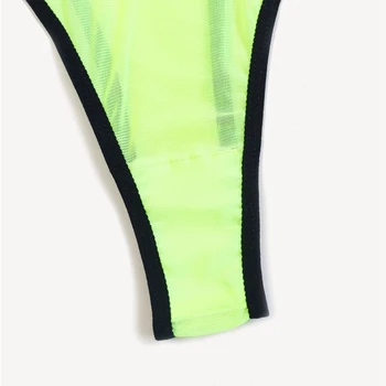 Sexy Liemenėlė ir Juosmenėlės Nustatyti Moterų Fluorescencinė Žalia apatinis Trikotažas 3 Gabalas Skaidrus Liemenėlė Panty Keliaraištis Apatiniai Pamatyti-nors Sleepwear