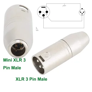 1pc Garso Mikrofonas Mikrofono Adapteris Jungtis, Mini XLR 3 Pin Male su XLR 3 pin Male Plug SLR Fotoaparatas Skaičiuoklė