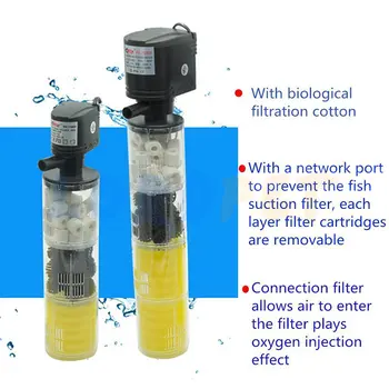 Akvariumo Žuvų Bakas Vidaus Povandeninis Filtras Vandens Pompa Juosta 1000-3500L/H 3in1 Povandeninis Siurblys + Filtras + Pridėti Deguonies