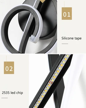 Modernus Minimalistinis Sieniniai Šviestuvai Kambarį Miegamojo Lovos 16W AC85V-265V LED Sconce juoda balta Lempa, Apšvietimas, Praėjimų dekoro ZBD0030