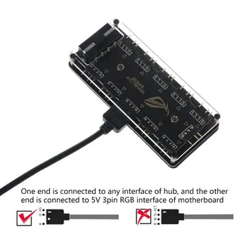 AURA SYNC 5V 3-pin RGB 10 Stebulės Splitter SATA Maitinimo 3pin ARGB Adapteris ilgiklis už GIGABYTE MSI ASUS ASRock LED