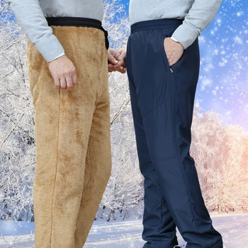 Žiemos Dvigubo Sluoksnio Vyrų Klasikinio Krovinių Vilna Super Šiltas Kelnes Šiltas Storas Baggy Pants Fleece Kelnės Vyrams vilnos Vyrų Kelnės