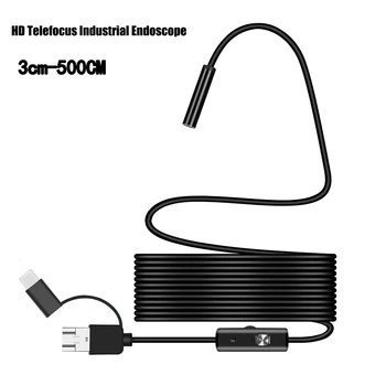 5.5 mm HD Telefocus Pramonės Endoskopą Vandeniui Minkštas Sunku Kabelio Tikrinimo Borescope Kamera, USB, C Tipo, Skirta 