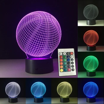 Krepšinio 3D Naktį Žibintai USB LED Žibintai, Vaizdo Šviesos 7 Spalvų Nuotolinio Valdymo Stalo Lempa Atmosfera Lempos Vaikas, Gimtadienio Dovana