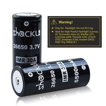 Shockli 26650 5500mAh 3.7 V, li-ion įkraunama baterija 30A 26650 ličio baterija tiktų didelio galingumo žibintuvėlį Emisar D4s TC20