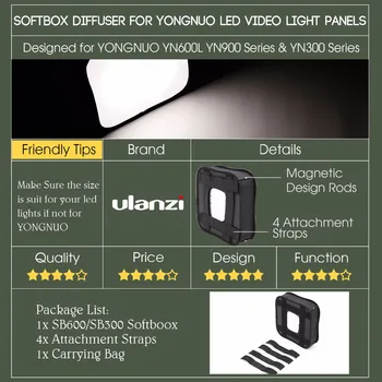 SB600/SB300 Studija Softbox Difuzorius už YONGNUO YN600L II YN900 YN300 YN300 III Oro Led Vaizdo Šviesos Skydas, Sulankstomas Minkštas Filtras