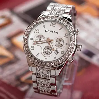 Prabangūs Krištolo Moterų Laikrodžiai Moterims Rose Gold Laikrodžiai Ponios Žiūrėti Ženevos relogio feminino horloge dames uhr damen reloj mujer