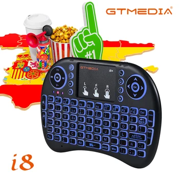 GTmedia i8,Klaviatūra su Apšvietimu ispanų kalba,Oro Pelė 2,4 GHz Belaidė Klaviatūra,Touchpad Rankinės, skirta 