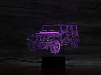 3D Lempos Jeep Baterija Spalva Keičiasi su Nuotolinio Geriausias Apdailos Patalpų Atmosferą Led Nakties Šviesos Lempos Meno