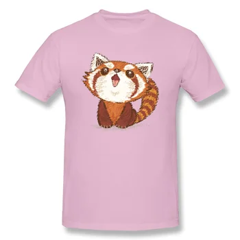 Kawaii T Shirt Mens Mielas Marškinėlius Raudona Panda Laimingas Įnoringas Viršūnes Tees Motinos Dieną Medvilnės marškinėliai Vyrams Slim Fit Drabužiai, Juoda
