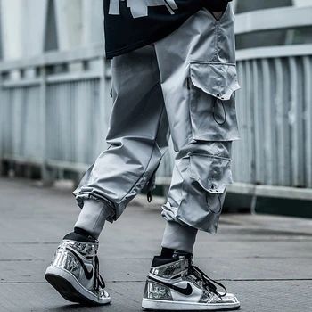 11 BYBB TAMSU Harajuku Streetwear Hip-Hop Vyrų Kelnės Tactical Kelnes Žmogus Elastinga Multi Kišenės Poilsiu Funkcinės Krovinių Kelnės