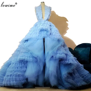 Dangus Mėlynas Ypatingas Garsenybių Suknelės 2020 Hi-Lo Moteris Išbėgęs Raudonojo Kilimo Mados Suknelės Couture Rhotography Chalatai вечернее платье