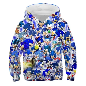 Sonic the Hedgehog Rudens ir žiemos Gobtuvu Viršuje berniukas poliesteris animacinių filmų Hoodies Vaikus ilgomis Rankovėmis Megztiniai drabužius