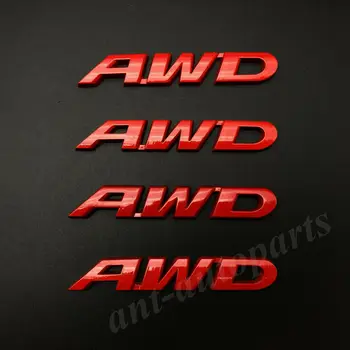 4pcs Metalo Raudona AWD Automobilių šildomos Galinės Pusės Logotipas Ženklelis Lipdukas Lipdukas V6 4X4 4WD