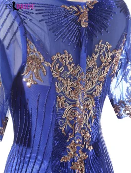 Royal Blue Vakare Gown Auksas Blizga Granulių Gabalas Oficialų Undinė Ilgas Chalatas De Soiree ypatinga Proga Suknelės ES2607 vakarėlis