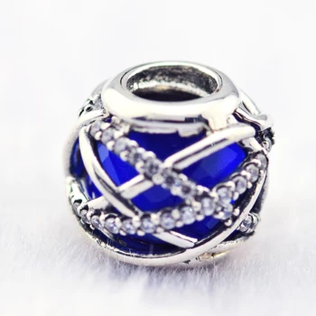 925 Sterlingas Sidabro Royal Blue Crystal Galaxy Žavesio Tinka Pandora Apyrankes 