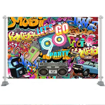 Hip-Hop 90 Teminius Šalis Fone Grafiti Atgal į 90s Fotografijos Foną, Rock, Punk Muzikos Retro Suaugusiųjų Gimtadienio Reklama