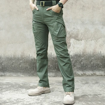 Naujas Multi-pocket Vyrų Tactical Kelnes Lauko Mokymo Kovoti su Kamufliažas Laisvas Kelnes Karinių darbo drabužiai Plius Dydis Vyrų Apačioje