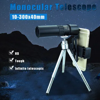 2020 Galingas Monokuliariniai Žiūronai Su Trikoju Nešiojamų 4K 10-300X40mm Super Artinimo Zoom Monokuliariniai Teleskopas, Kempingas