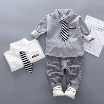 Pavasarį ir vasarą kūdikių drabužiai tiktų berniuko drabužių oficialią šalies naujagimį berniuką kostiumas, kaklaraištis, marškiniai + kelnės kombinezonas 0-4 metų amžiaus