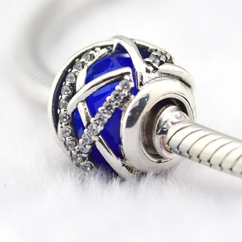 925 Sterlingas Sidabro Royal Blue Crystal Galaxy Žavesio Tinka Pandora Apyrankes 