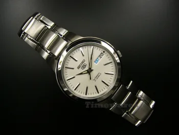 Seiko 5 vyrai automatinis laikrodis SNKA01K1 ciferblatas baltas plieno automatinis vyriški žiūrėti baltos dial, nerūdijančio plieno apyrankė